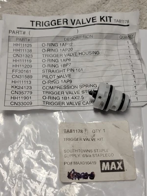 MAX TA81178 Trigger Valve Kit OEM for TA551A-16-11, TA551B-16-11 Staplers - NOS - Image 1 of 3