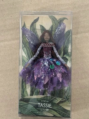 Tassie Black Fairy, 4” Handmade Fairy From Thailand. #JF1702 Purple - Image 1 of 3