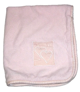 VTG? Little Giraffe Pink Hearts Patch Satin Baby Blanket Security Lovey 26x32" - Picture 1 of 4