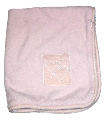 VTG? Little Giraffe Pink Hearts Patch Satin Baby Blanket Security Lovey 26x32" - Image 1 of 4