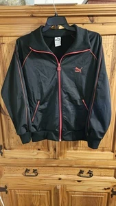 Schwarze Trainingsjacke Herren Puma Größe L mit roten Paspeln Akzent - Bild 1 von 6
