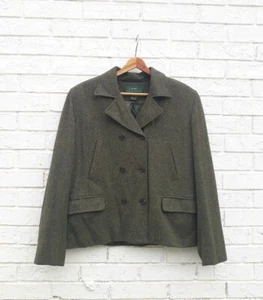 Vintage Lauren Ralph Lauren Wool Tweed Blazer Green Size 8 - Picture 1 of 7