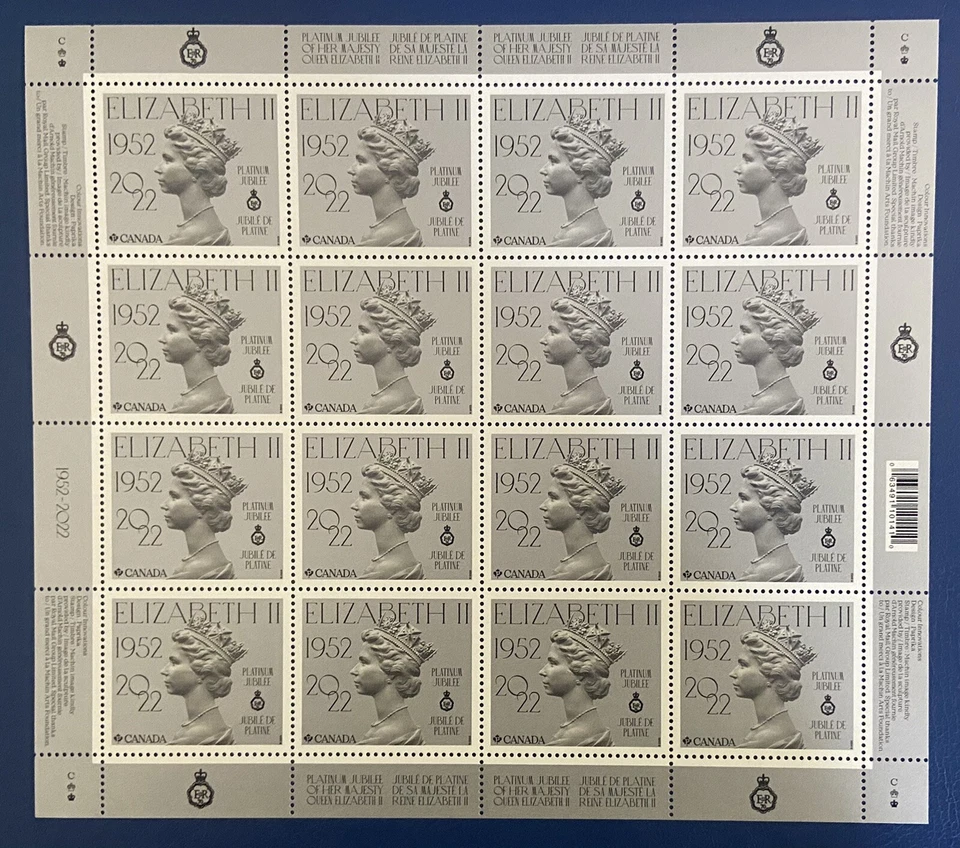 CANADA 2022 Queen Elizabeth Platinum Jubilee Machin - Full Sheet  - MNH - Image 1 of 1