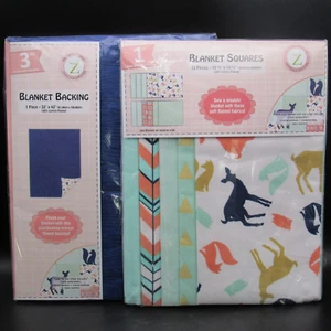 Land of Whimzie Blanket Kit, Fabric Squares +Backing, Low Woodland 30x40 Flannel - Picture 1 of 15