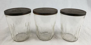 Vintage Ball Jelly Jar Glasses Tin Lid Embossed Rustic Fruit Jars Lot of 3 Glass - Picture 1 of 11