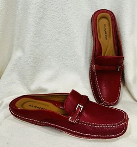 $210 New H.S. TRASK Leather Red Loafers Shoes Miles Whim Vintage 10 Brazil - Picture 1 of 6
