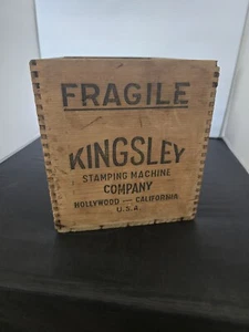 KINGSLEY STAMPING MACHINE COMPANY  Wood  Crate Box Hollywood CA. ....Estate Find - Picture 1 of 24