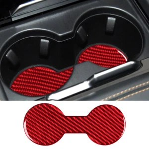 Portavasos de fibra de carbono rojo cubierta inferior pegatina adorno para Ford Mustang Mach-E - Imagen 1 de 9