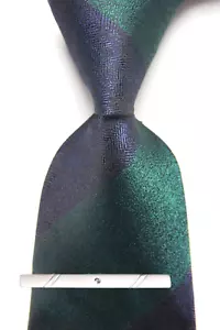 New Classic Striped Green Blue JACQUARD WOVEN 100% Silk Men's Necktie Tie - Picture 1 of 6
