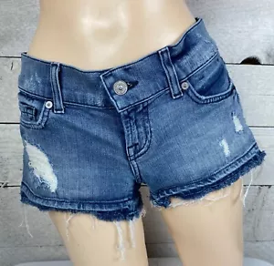 Pantalones Cortos de Denim 7 For All Mankind Corte 25 Bolsillos Elásticos Envejecidos Tiro Bajo - Imagen 1 de 12