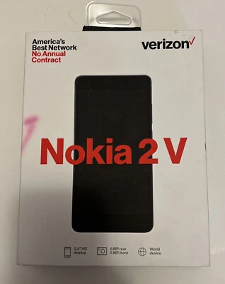 Nokia 2V 8Gb Verizon Wireless Prepaid Locked Smart Phone Blue/Silv Free Shipping - Image 1 of 4