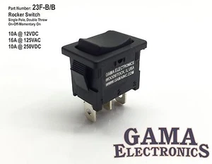 Mini 10 Amp 3 Position Rocker Switch On-Off-Momentary On SPDT - 23F-B/B - Picture 1 of 3
