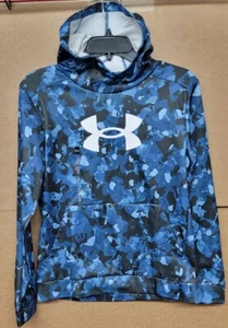 Armour Fleece Big Logo Printed Blue Camo Size YL - Picture 1 of 2