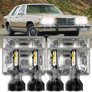 4PC Black 4X6" LED Headlights For Mercury-Grand Marquis & Town Car & Continental - Picture 1 of 17