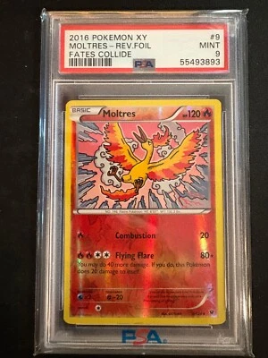 Moltres 9/124 Fates Collide Reverse Holo PSA 9 - Image 1 of 2