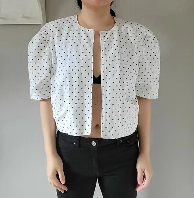 vintage Promod puff short sleeve crop corduroy jacket polka dot size XS S medium - Image 1 of 4