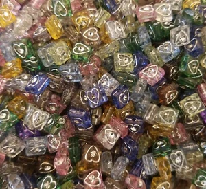 500 pcs Assorted Diamonettes Square Rhinestone Heart Plastic Acrylic Craft Beads - Picture 1 of 3