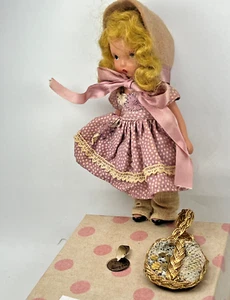 Nancy Ann Libro de Cuentos Muñeca Little Miss Muffet Caja Etiqueta Bolso Vintage Bisque - Imagen 1 de 11