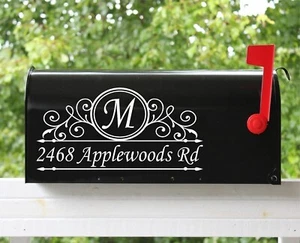 Set of 2 - 11"x5.5" Custom Mailbox Decals Sticker Initial & Street Many Fonts 06 - Picture 1 of 2