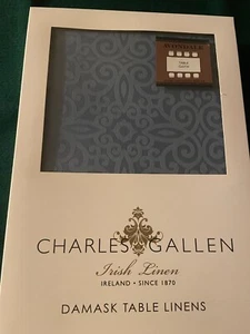 NIB CHARLES GALLEN Damask AVONDALE Tablecloth BLUE (64”x84”) Seats 6-8 - Picture 1 of 5