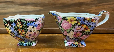 Lovely Rare Vintage Royal Winton Grimwades Balmoral Creamer and Sugar Bowl SU759 - image 1 of 4