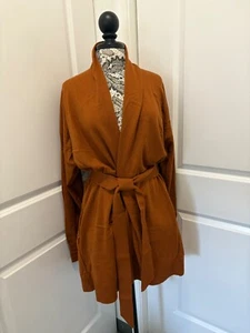 Lululemon Baumwolle-Kaschmir Strick Wickel Cardigan Pullover Gr. 14 butternussbraun - Bild 1 von 4