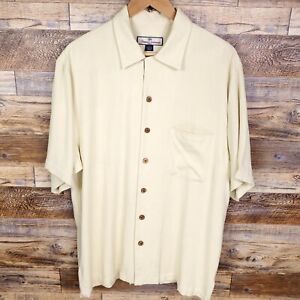 Tommy Bahama Mens Yellow M Pineapple Silk Short Sleeve Btn Up Hawaiian Shirt