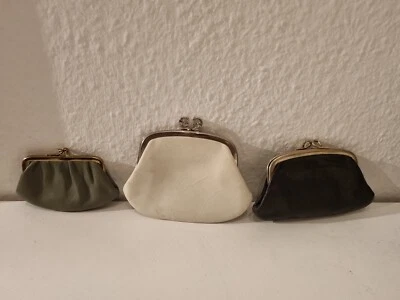 3 x 50er 60er Jahre Geldbörse Geldbeutel Vintage Leder Minigeldbeutel  Edel  GG  - Bild 1 von 4