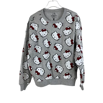 Sudadera pulóver gris Sanrio Hello Kitty para mujer talla L Foto 1 de 4