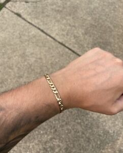 Gold Bracelet Gold Mens Womens Wide 6mm Figaro Link Chain Bracelet