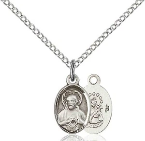 Sterling Silver Scapular Catholic Medal Pendant Necklace 18" Chain GiftBox - Picture 1 of 3