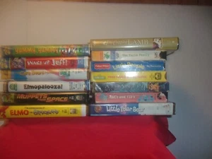 MIXED LOT OF 13  CHILDRENS VHS TAPES MUPPET , WIGGLES, CAREBEARS - Picture 1 of 1