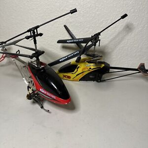 World Toy Tech RC Helicopter! LOT 2 X9 Hobby! For Parts Only. Red & Yellow