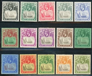 St Helena 1922-27 Scott # 79-93 Mint Lightly Hinged - Mint Hinged Part Set - Picture 1 of 2