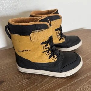 Boys Merrell Snow Bank 3.0 Waterproof Snow Boot Kids Size 3M Yellow Black - Picture 1 of 10