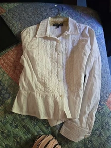 Vintage Jones New York Signature White Tuxedo Style Shirt Large Well Cared For - Picture 1 of 9