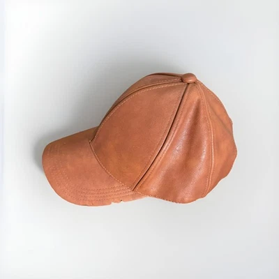 Gorra de béisbol de cuero marrón, para hombre, mujer, ajustable imitación cuero vegano Foto 1 de 4