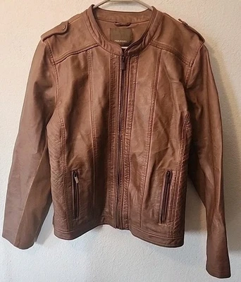 Maurices Faux Leather Moto Jacket Brown Quilted Zip Front Womens XLarge - Image 1 of 4