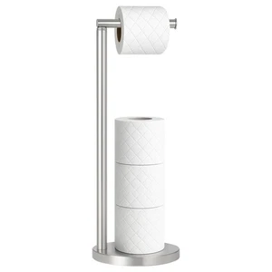 Toilet Roll Holder Free Standing Paper Stand with Freestanding Tissue Roll - Picture 1 of 7