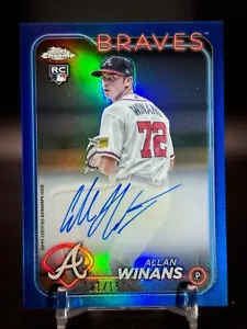 2024 Topps Chrome ALLAN WINANS TRUE BLUE Rookie Auto RC SP /150 Atlanta Braves - Picture 1 of 3