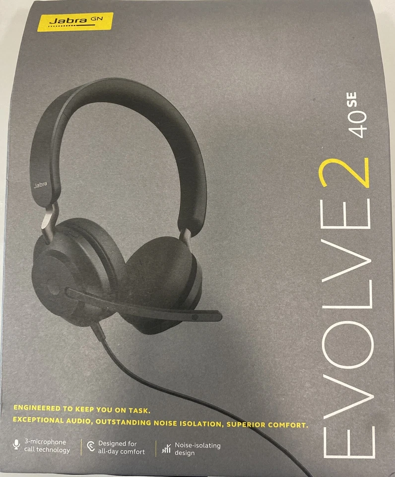 Jabra Evolve2 40 SE Headset Wired Head-band Calls/Music USB Type-A Black - Image 1 of 3