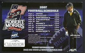 Imán de fútbol americano Robert Morris Colonials Joe Walton 2007 calendario noreste - Imagen 1 de 1