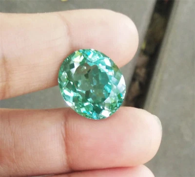 ¡Brillante! 7,35 cts. 13x11mm. GEMAS CREADAS POR PARAIBA VERDE NEÓN OVALADO ¡Excelente! Foto 1 de 4