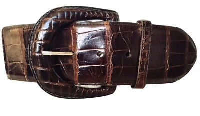 RALPH LAUREN COLLECTION Belt Sz 26 Brown Genuine Alligator Skin Unjointed Wide - Image 1 of 4