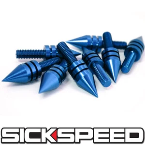 6PC BLUE BILLET ALUMINUM MOTORCYCLE SPIKED BOLT SCREW FOR WINDSCREEN B - Picture 1 of 1