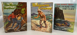 Lot of 3 Vintage 1950s-1970 Chapter Books Robinson Crusoe Hardy Boys and Mystery - Bild 1 von 21