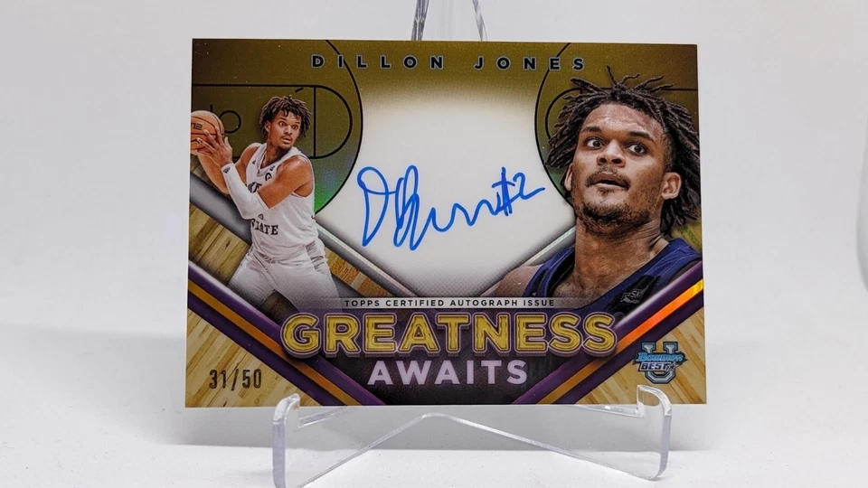 2023-24 Bowman Best U Dillon Jones On Card Auto #/50 GOLD Greatness Awaits - Image 1 of 2