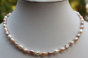 A23 45cm natürliche Zucht Süßwasser Perlenschmuck Echtschmuck Halskette Collier - Picture 1 of 1