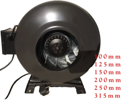 MARKENLOS Rohrventilator Radialventilator inkl Fuß+Kabel IP44 100 - 315 mm Top Ware A1