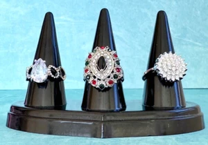 Set 3 modische Ringe silberfarben & Kristall Strass Größen 7 L-68 - Bild 1 von 4
